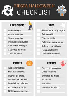 the spanish halloween checklist is shown