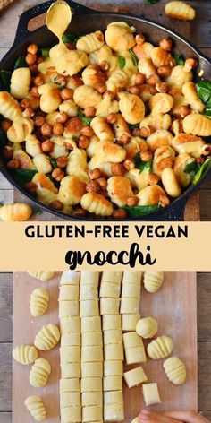 gluten - free vegan gnocchini with spinach and chickpeas