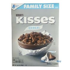 a box of cereal sitting on top of a shelf