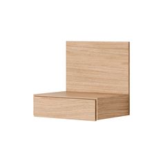 a wooden shelf with one drawer open