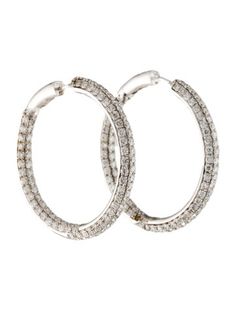 Rhodium-Plated 18K White GoldIncludes Generic Box Formal Hoop Jewelry With Pave Setting, Elegant Hoop Earrings With 17 Jewels For Wedding, Evening White Gold Round Hoop Earrings, Luxury Hoop Jewelry For Formal Occasions, Formal Diamond White Hoop Jewelry, Jewelry Earrings Hoops, Rhodium Plated, Jewelry Earrings, Hoop Earrings