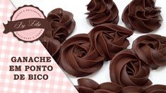 chocolate flowers on a white plate with pink checkered tablecloth and brown ribbon around the edges