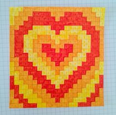 an orange and yellow heart made out of squares