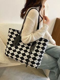 Olivia Mark - Geometric Graphic Tote Bag  - Women Tote Bags Graphic Tote Bag, Geometric Graphic, Graphic Tote, Shoulder Tote Bag, Black Tote Bag, Womens Tote, Shoulder Tote, Bag Women, Olivia Mark