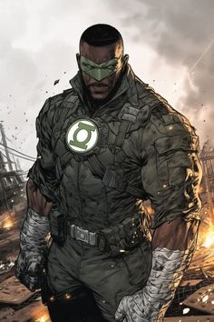 Hardware Dc Comics, John Stewart Green Lantern Art, Black Dc Characters, Jason Pfp, Green Lantern Redesign, Blade Comic, Green Lantern John Stewart, Dc New 52, John Stewart Green Lantern