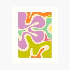 an abstract painting with different colors and shapes on white background art print by design express