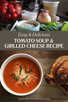 an image of tomato soup and grilled cheese recipe