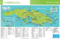 the st thomas road map shows locations and major roads for each location in the area