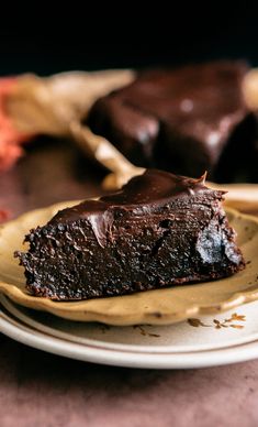 a piece of chocolate cake on a plate