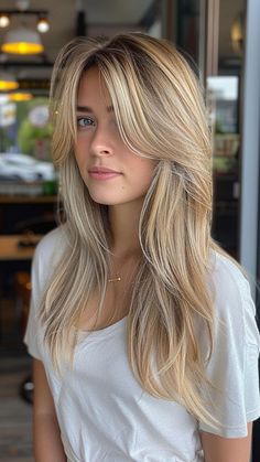 Medium Length Hair With Long Layers And Face Framing Pieces, Angel Haircut, Medium To Long Length Haircut, Long Length Haircuts, Blonde Hair Transformations, Haircuts For Long Hair With Layers, Blonde Hair Inspiration, Front Hair Styles