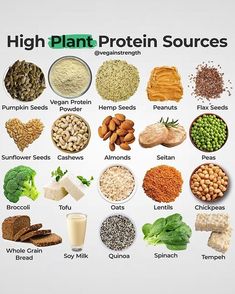 Vegan Protein Meals, Plant Protein Sources, Healthy Food Chart, Plant Based Protein Sources, Vegan Protein Recipes, Vegan Protein Sources, High Protein Vegan Recipes, Meals Ideas, Food Health Benefits