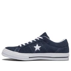 Converse One Star Ox Premium Suede 'Dark Blue' 158371C (SNKR/Navy/Skate/Unisex/Low Top) Navy Low-top Skate Shoes, Navy Low-top Skate Shoes For Skateboarding, Sporty Blue Converse Skate Shoes, Casual Blue Converse Skate Shoes, Converse Blue Low-top Skate Shoes, Blue Converse Low-top Skate Shoes, Navy Blue Converse, Converse Cons, Blue Converse