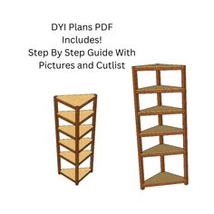 three wooden shelves with the text diy plans pdf includes step by step guide with pictures and cutouts