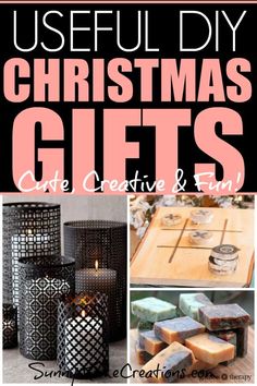 christmas gifts for the home with text overlay that reads useful diy christmas gifts cute creative and fun