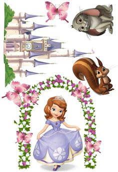 the princess and the frog are surrounded by flowers, butterflies, and other things that appear to be from disney's animated movie