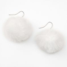 Claire's White Pom Pom 2" Drop Earrings Pom Pom Drop, Truthful Quotes, Claires Earrings, High Aesthetic, Character Clothing, Pom Pom Earrings, Fur Accessories, Kawaii Jewelry, Fashionable Jewelry