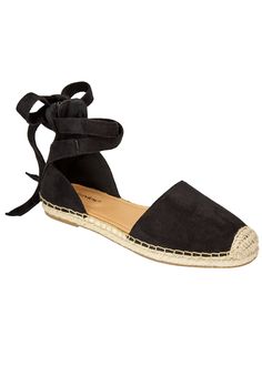 A sophisticated and strappy suede-like espadrille that will instantly take your warm-weather look to the next level. Note: There will be variations in the print due to the individualistic nature of the pattern. Suede-like upperWhite Eyelet has fabric upperBack zipper entry for easy on/offAnkle strap ties for a custom fitJute-wrapped footbed accented with metallic threadPadded insole for comfort Flexible, skid-resistant outsole for a better grip1/8" stable flat heel Suede-like espadrilles availab Closed Toe Shoes, Black Espadrilles, Suede Lace, Espadrille Shoes, Flat Espadrille, Sandal Espadrille, Next Level, Wedge Shoes, Faux Suede