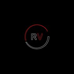 the logo for rv is shown on a black background with red and white circles around it