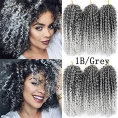 Grey Crochet Hairstyles, Braids Passion Twist, Crochet Afro, Wavy Hair With Braid, Texture Crochet, Ocean Wave Crochet Hair, Curly Crochet Braids, Silver Haired Beauties, Faux Hair