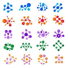 an array of colorful dots arranged in the shape of different shapes and sizes on a white background