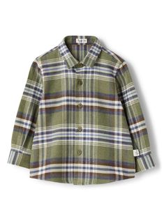 sage green/multicolour cotton flannel check pattern front button fastening classic collar long sleeves buttoned cuffs curved hem Green Collared Flannel Shirt For Fall, Classic Green Flannel Shirt For Fall, Green Flannel Shirt With Button Closure For Fall, Green Flannel Button-up Shirt, Green Collared Shirt For Winter, Green Long Sleeve Flannel Shirt For Winter, Green Long Sleeve Winter Flannel Shirt, Green Flannel Shirt For Winter, Classic Green Button-up Flannel Shirt