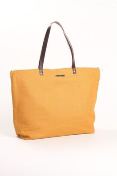 "Beautiful maxi yellow natural linen bag, with zipper and leather handles brown; very light and resistant. This bag is trend this season, ideal for wearing during the day or night and its size is perfect to carry everything you want. It has a beige inner lining color with two inside pockets to keep very important things with a silver metallic zipper. This kind of bag is perfect for daily use, even for traveling because of its size and its lightness. Details: - Natural Yellow (Mustard) linen - Me Cheap Yellow Canvas Travel Bag, Yellow Tote Bag, Linen Tote Bag, Boho Tote Bag, Grocery Tote Bag, Boho Tote, Summer Tote Bags, Casual Tote Bag, Grocery Tote