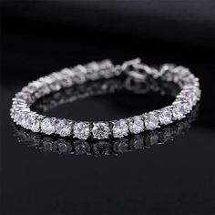 ad eBay - Find many great new & used options and get the best deals for 4mm 11 CTW Round D/VVS1 Moissanite Wedding Tennis Bracelet 14k White Gold Plated at the best online prices at eBay! Free shipping for many products! Iced Chain, Couples Jewelry, Gold And Silver Bracelets, Color Bracelet, Cubic Zirconia Bracelet, Luxury Bracelet, Trendy Bracelets, Bracelet Shop, Jewelry Bracelets Silver