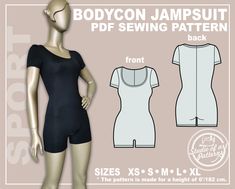 THIS IS A SEWING PATTERNS AND NOT A READY TO WEAR  PRODUCT.   THIS LISTING INCLUDES PACK SIZES XS, S, M, L, XL for tall women, SO YOU CAN SELECT ONLY THE SIZE YOU WANT TO PRINT. You will receive an email from "Etsy" wish a link to download the files right after payments. The Digital files will automatically become available to download directly to your computer from your Etsy account. Files come in ZIP format. You mast know how to unzip files on your PC/Mac to retrieve them. You will needsoftwar Unitard Pattern, Jumpsuit Sewing Pattern, Jumpsuit Sewing, Bodysuit Pattern, Romper Sewing Pattern, Jumpsuit Pattern Sewing, Leotard Bodysuit, Diy Clothes Design, Romper Pattern