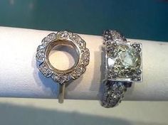 three different types of engagement rings on display