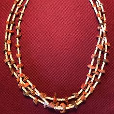 Orange Uncut Natural Mediterranean Coral With Melon Heishi Shells And Sterling Silver Beads Three Stand Necklace. Traditional Navajo, 23 Inches. Necklace Traditional, Coral Necklace, Sterling Silver Bead, Silver Beads, Melon, Color Orange, Womens Jewelry Necklace, Shells, Coral