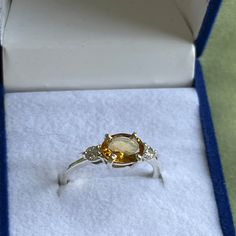 Genuine Citrine Oval Ring in Sterling Silver, Natural Citrine Ring, Three CZ, November Birthstone, Vintage Inspired Design by Me - Etsy Oval Yellow Sapphire Ring With Center Stone, Oval Yellow Diamond Promise Ring, Yellow Oval Sapphire Ring With Prong Setting, Yellow Oval Promise Ring, Yellow Oval Topaz Rings, Oval Yellow Citrine Birthstone Ring, Oval Citrine Birthstone Ring, Yellow Oval Topaz Promise Ring, Oval Topaz Ring With Citrine Accents