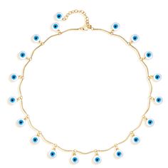 PRICES MAY VARY. BLUE EVIL EYE NECKLACE: The length of the evil eye choker necklace is 14.3 inches with 2 inches extender. 18K GOLD PLATED: Our dainty evil eye necklaces are all plated with 18K gold. They are all plated twice .The gold necklaces are given a lifetime protective finish immediately after the process of plating. Nickel free, lead free, and hypoallergenic. THE MEANING OF EVIL EYE: Wearing and displaying evil eye charms can protect you and your loved ones from eyes full of jealousy an Evil Eye Dainty Jewelry, Eye Of Evil Necklace, Eye Minimalist, Gold Evil Eye Necklace, Evil Eye Necklace Gold, Gold Choker Necklace, Blue Evil Eye, Gold Necklaces, Gold Choker