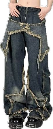 Y2k Baggy Jeans, Korean Streetwear, All Jeans, Baggy Trousers, Y2k Outfits, Star Jeans, Straight Trousers, Type Of Pants, Women Denim Jeans