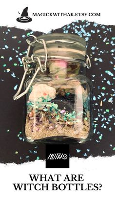 a glass jar filled with lots of different things