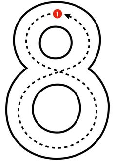 the number eight is drawn in black and white with dotted lines on it's sides