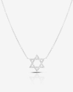 Star of David Necklace – Ring Concierge Timeless Formal Necklace With Sterling Silver Clasp, Formal Fine Jewelry Necklace With Sterling Silver Clasp, Timeless Sterling Silver Necklace With Delicate Chain, Formal Diamond Necklace With Sterling Silver Clasp, Formal White Gold Clavicle Chain Necklace, Formal White Gold Clavicle Necklace, Timeless Single Strand Necklace For Anniversary, Luxury Necklace With Sterling Silver Clasp For Gift, Timeless Sterling Silver Necklace In White Gold