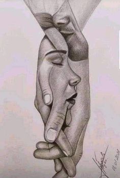 a pencil drawing of two hands holding each other