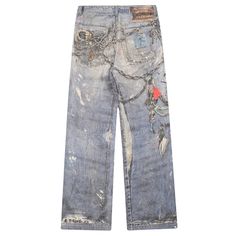 ETA 2-3 weeks Material: Denim Airbrush Jeans, Jeans Chains, Graffiti Jeans, Jeans With Chains, Chain Jeans, Jeans Chain, Modern Street Style, Star Clothing, Brand Ideas