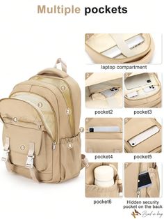 Bird in Bag - Kawaii Large Capacity Backpack for Women's School and Travel Kawaii Large Capacity School Backpack, Beige Backpack With Large Capacity For On-the-go, Kawaii Back-to-school Backpack, Beige Backpack-style Satchel For Travel, Kawaii Rectangular Backpack With Zipper, Anti Theft Backpack, Student Backpacks, Classic Backpack, Color Khaki