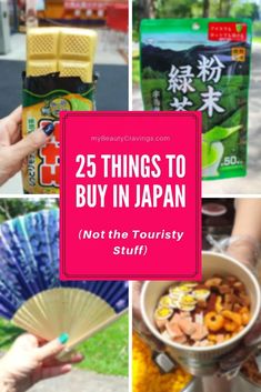 different pictures with the words 25 things to buy in japan not the touristy stuff