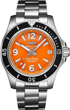 Breitling Watch Superocean 36 #allow-discount-yes #basel-20 #bezel-unidirectional #bracelet-strap-steel #brand-breitling #case-depth-11-25mm #case-material-steel #case-width-36mm #cosc-yes #cws-upload #date-yes #delivery-timescale-call-us #description-done #dial-colour-orange #gender-ladies #luxury #movement-automatic #new-product-yes #official-stockist-for-breitling-watches #packaging-breitling-watch-packaging Breitling Superocean, Breitling Watches, Watch Winder, Womens Watches Luxury, Dive Watches, Black Stainless Steel, Metal Bracelets, Casio Watch, Automatic Watch