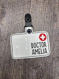 "Pretend doctor badge, pretend nurse badge, pretend badge holder, pretend medical badge, pretend ID holder, pretend play These Pretend Doctor ID Badge Holders are perfect for pretend play!  Add them to our lab coats (sold separately in our shop) for a complete gift! Name will be made exactly as you enter the words in the personalization box at checkout : (\"Doctor Emry,\" \"Nurse Emry,\" \"Emry.\") Your choice of vegan leather and thread color.  If no colors are chosen, I will make like the main Doctor Party, Diy Doctor, Nurse Birthday, Medical Badge, Playing Doctor, Science Activities For Kids, Lab Coats, Cool Science Experiments, Community Helpers