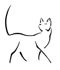 a black and white drawing of a cat