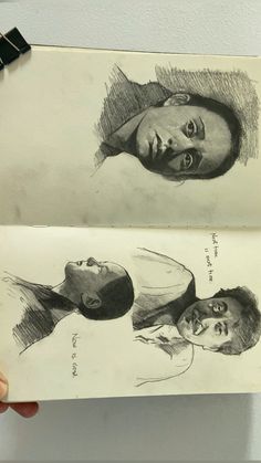 two drawings of people are shown in this photo