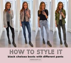 4 Ways to Wear the Black Chelsea Boots from the #NSale - Merrick's Art Chelsea Boots With Leggings, Black Chelsea Boots Women, Brown Chelsea Boots Outfit