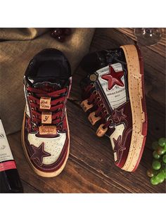 Burgundy  Collar     Embellished   Men Shoes Cool Guy Shoes, Dream Shoes Jordans, Aesthetic Shoes Men, Shoes Grunge, Packing List Men, Sports Shoes For Men, Skater Shoes, Dr Shoes, Streetwear Shoes