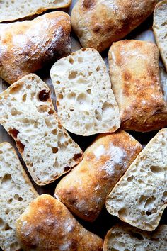 several pieces of bread sitting on top of each other