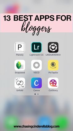 the top 13 best apps for bloggers on their iphone or ipad, with text overlay