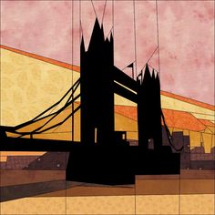 an abstract painting of a tower bridge