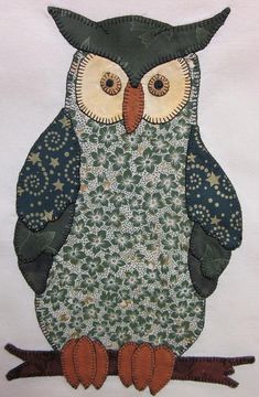 an owl is sitting on a branch with stars and leaves all over it's body